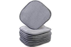 Polyte - Serviettes démaquillantes en microfibres Premium - soin du visage - moelleux/hypoallergénique/sans produits chimiques (13x13 cm, 10 Serviettes, Gris)