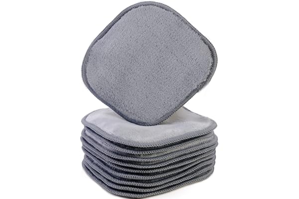 Polyte - Serviettes démaquillantes en microfibres Premium - soin du visage - moelleux/hypoallergénique/sans produits chimiques (13x13 cm, 10 Serviettes, Gris)