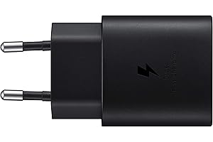 Samsung Chargeur USB C, Adaptateur Secteur 25W Ultra Rapide, Adaptateur USB C vers USB, Samsung Original, Vendu sans câble, Noir, Compatible A17, A16, S24, S25