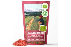 NaturaleBio Bacche di Goji 950 g. Frutta secca tradizionale cinese. Vegano, ricco di fibre. Snack biologico, non OGM e senza glutine.
