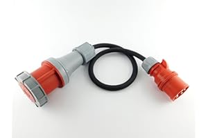 NWP CEE Adapter 32A Plug to 63A Coupling High Current - 1 m Connection Cable - IP44 5 x 6 mm² Rubber Hose Cable
