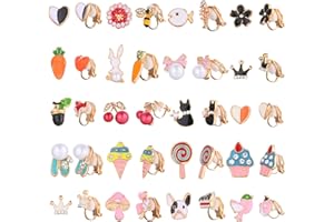 Dochais Gril Clip kolczyki małe kolczyki sztyfty zestaw Dochais 20-45 par klipsów kolczyki kwiat gwiazda perła zwierzę wiśniowe ciasto nieprzekłuwane klipsy do uszu zestaw dla kobiet