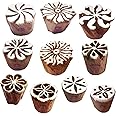 Fabric Wood Stamps Artistic Small Round Design Printing Blocks (Set of 10)