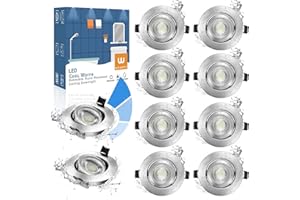 wowatt 10 × Faretti led da Incasso per Cartongesso Dimmerabili 7W Lampada da Incasso 6000K Luce Fredda Equivalente a Alogena 70W Spot Led IP44 Impermeabile 220V Led da Soffitto Ultrasottili Per Bagno
