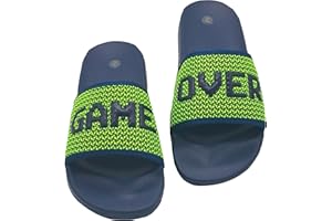GladRags Pool-Flip-Flops für Jungen oder Mädchen, Gamer-Gaming-Slider, Game Over“-Sandalen für Kinder, Strandhausschuhe, Größe 29-39 EU