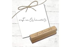 DEKO-LANDO Dekolando Stamp Merry Christmas Lettering – Christmas Tree Baubles Motif Stamp Wooden Stamp Christmas Stamp Modern Minimalist – Imprint Approx. 98 x 18 mm