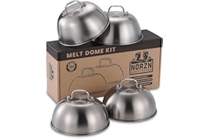 Norzn Brothers® Cloche Plancha (Lot de 4) – Couvercle Plancha, Cloche Inox Plancha, Cloche Burger, Cloche Barbecue, Cloche de Cuisson pour Plancha, Acier Inox 304 Contact Alimentaire, Garantie 10 Ans