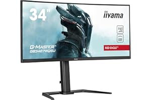 iiyama G-Master GB3467WQSU-B5 Curved 1500R 34 Inch 21:9 Ultra Wide VA LCD, HDR400, 165 Hz, 1 ms, 3840x1440, 0.4 ms , FreeSync Premium, 2 x HDMI, 2 x Display Port, 2 x 2 W Speakers, 150 mm HA Stand