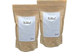 Biorganic Xilitol de abedul 2kg. 100% Natural - Sin MGOs - Sin gluten - Vegano. 100% poder endulzante igual que el azúcar. 40% menos de calorías. Marca española.