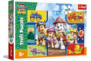 Trefl – Paw Patrol, valpar och dinosaurier – 100 bitar | Ett färgglatt pussel med sagofigurer – ett roligt tidsfördriv för ba