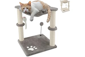Beltom® Tiragraffi per gatti 45 cm. Parco Gioco Giochi GRAFFIATOIO SISAL Cuccia Albero Gatti Tira Graffi Palestra - Grigio