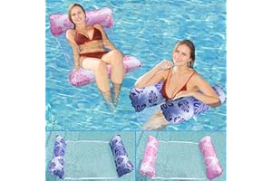 JINGTOPS 2PCS Hamaca Piscina 4 en 1 Silla Flotante Piscina Silla Flotante con Red Tumbona Inflable Hamaca de Agua Flotadores Piscina Colchoneta, Hinchables para Piscina para Adultos Niños