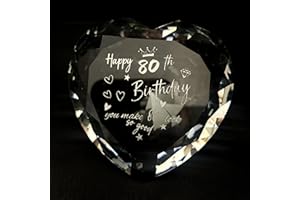 WOSHIDEFA 80th Birthday Gifts for Women,80th Birthday Gifts for Her Wife,Sister,Mum,Grandma,Crystal Heart Keepsake Paperweight,80 Years Birthday Presents for Friend, Gilfriend