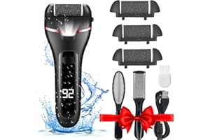 Electric Foot File, Wetisedg® Rechargeable Callus Remover for Feet, Hard Skin Remover, Pedicure kit with 3 Rollers LED Light, Foot Care Kit (Black)