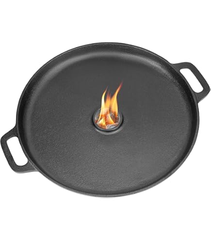 Grill Guru Iron Cooking Plate Met Houder En Houten Plank - Ø 25 Cm Gietijzeren Kookplaat