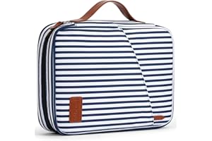 Heouvo Housse de protection pour livre de bible avec poignée et poche zippée (blanc et bleu)