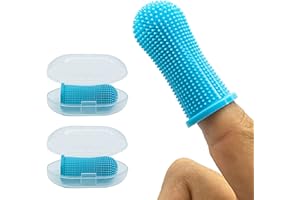 PYEF CRAFTS Cepillo Dientes Bebe con Dedal Silicona Suave - Cepillo Dientes Infantil Para Bebes y Niños - Cepillo de Dientes Niño Forma Dedo - Pack de Cepillos de Dientes Bebe y Niño Color Azul/Rosa (Azul)