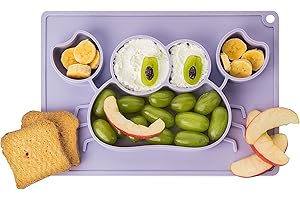 Dentistar® Bandeja para Comer – Plato para bebé Hecho de Silicona 100% Apta para Alimentos – Plato Infantil Antideslizante – Apto para microondas, Nevera y Horno – Sin BPA – Lila