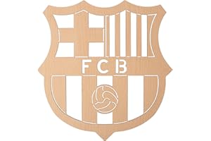 G&J HOME | Cuadro Escudo Futbol Barcelona Hecho Madera Natural Haya y 1 Llavero incluido, Decoración Moderna y Original para Hogar, Oficina, Regalo Comunion, Cumpleaños y Aficionados al Futbol