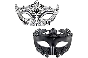 MYSEUNI Máscara de baile de máscaras para parejas, máscara de hombre griego romano y máscara de metal veneciano para mujer, para baile de máscaras, Mardi Gras