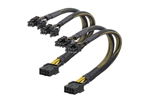 Cable Matters 2-pak PCIe 8-pinowy na podwójny 8-pinowy (6+2) adapter PCIe do procesorów graficznych – 9 cali (8-pinowy kabel PCIe GPU, podwójny 8-pinowy kabel PCIe)