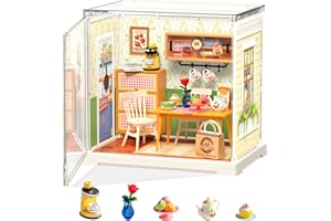 Rolife Super Creator DIY Miniature House Kit Model Kits for Adults to Build Home Desk Bookshelf Decoration Craft Kits for Adults Gift Idea For Girls Boys Kids (Floral Dining Room)