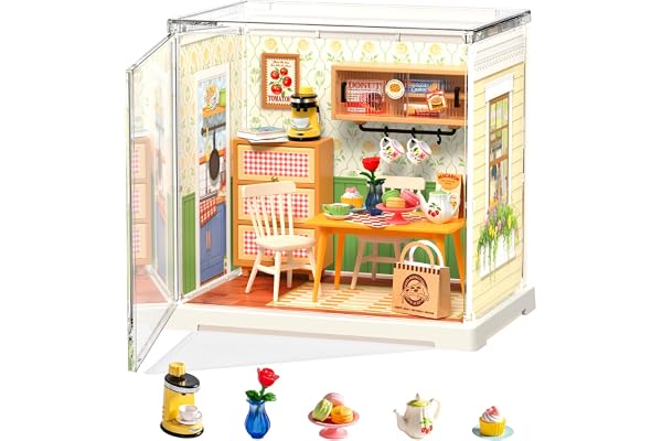 Rolife Super Creator Maison Miniature à Construire Bricolage Kit Maquette DIY Adulte Enfant Mini Maison à Monter sans Colle Décoration de Bibliothèque (Floral Dining Room)