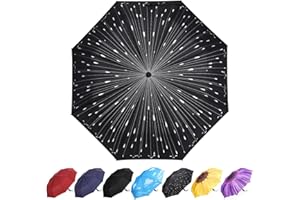 YumSur Parapluie Pliant, Automatique Ouverture et Fermeture Résistant à Tempête Compact Léger Parapluie de Voyage pour Homme et Femme, Gouttes de Pluie Impression