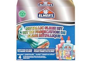 ELMER'S Kit per Slime Metallizzato, include la Colla Vinilica Metallizzata, con Liquido Magico Attivatore di Slime, 4 Pezzi