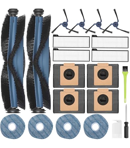 21-teiliges Ersatzteile-Set Für Eufy X10 Pro Omni – 1 Hauptbürste, 6 Staubbeutel, 4 Seitenbürsten, 4 Wischpads, 4 Filter, Reinigungsbürste