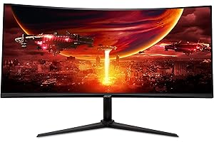 Acer Nitro XZ342CUV3, 34" UltraWide QHD, 180 Hz (Curve 1500R, 3440x1440, 21:9, Freesync Premium, 1ms (VRB), 400Nits, 2xHDMI 2.0/1xDP 1.4) zakrzywiony monitor PC, regulowana stopa, czarny