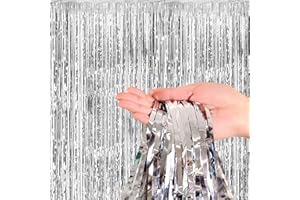 LEFEIRR Lametta Fringe Vorhänge, Metallisch Lametta Vorhang Tinsel Folie Vorhang Folienfransen Vorhang für Geburtstag Hochzeit Weihnachten Dekorationen