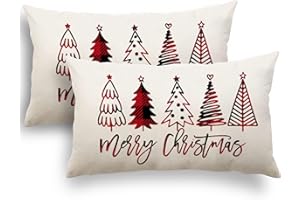 YCOLL Kissenbezug 30x50 2er Set Kissenbezug Weihnachten Kissenbezüge Dekokissen Leinen Kissenhüllen für Deko Weihnachten Sofa Schlafzimmer Couch 30x50 cm
