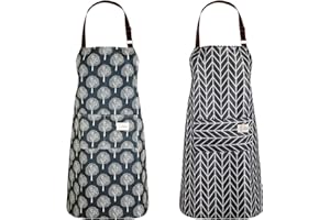 YUZHOU 2Pcs PVC Apron for Women - Waterproof & Wipeable Kitchen Apron with Pocket