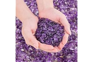 EZEELAI 5-7mm Amethyst Quartz Crystal Chips Bulk, Purple Crushed Stones Natural Gemstones Healing Reiki Crystals Mini Quartz Vase Filler Aquarium Gravel Rocks 180g