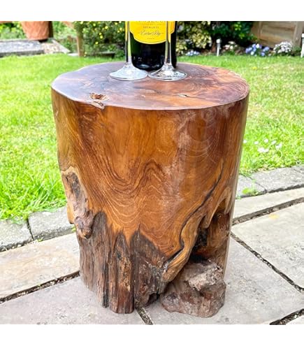 Book Stack Table Rustic Wooden Solid Plant Stand 40cm 16 Inch FU-418 - UK - View #10