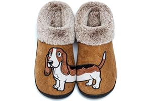 GURGER Pantofole Invernali Uomo Donna con Ricamo Cane, Calde Pelose Antiscivolo Ciabatte da Casa