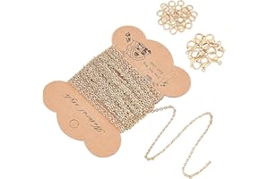 UNICRAFTALE Collar de Cadena de Cable de Acero Inoxidable de 5 m con 10 Cierres de Garra de Langosta Y 30 Anillos de Salto Cerrados Pero Sin Soldar Kits de Fabricación de Metal Collares de Cadena