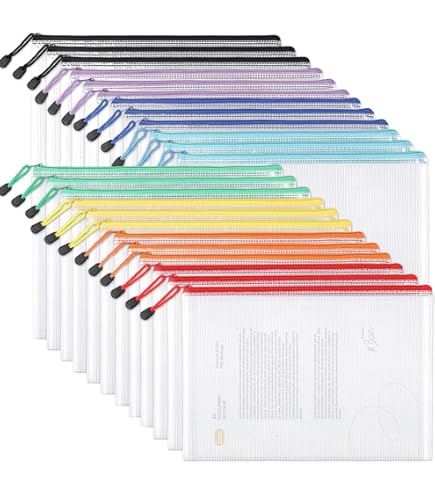 JOIKIT 50 PCS A5 Plastic Mesh Wallet Zip, White Zip Document Pouch Zipper Folder Bag For Paper Files 1093944139 - View #6