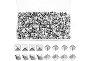 BNNRJIA 600 Pcs Spikes Studs, 10mm Spikes Rivets Décoratifs, Pointes Punk, Studs Clous à Carrés Punk en Métal, Clous Pyramidaux Argenté pour Bricolage Sacs Vêtements Bracelet en Cuir Artisanat Collier