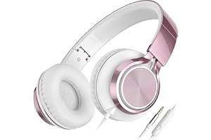 AILIHEN C8 Headphones with Microphone and Volume Control Folding Lightweight Headset for Cellphones Tablets Smartphones Laptop Computer PC Mp3/4 (Rose Gold)