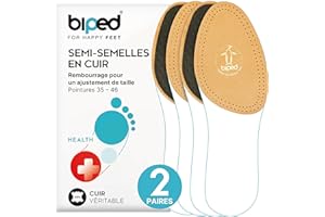 biped 2 paires de demi-semelles en cuir avec charbon actif - rembourrage de l'avant-pied, semelles intérieures en cuir pour hommes et femmes z1782(39-40)