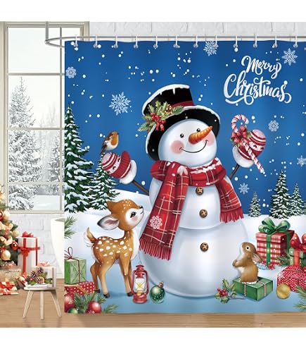 Bonhause Duschvorhang Weihnachten Nussknacker - 180x180 Cm, Wasserdicht, Mit 12 Haken, Polyester