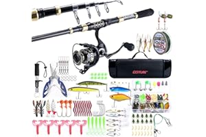 Goture Fishing Telescopic Rod and Reel Combos, 1.8M-2.7M Telescopic Fishing Pole, 5.2:1 Spinning Reel Line Lures Set with Carrier Bag, Fishing Spinning Combo for Starter Travel Saltwater Freshwater