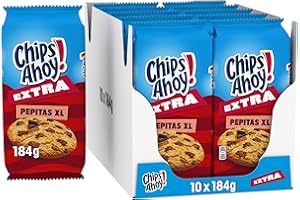 Chips Ahoy! Extra Pepitas XL Galletas Cookies Americanas con Pepitas Extra Grandes de Chocolate 184g - Pack de 10