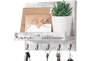 AOAOPQ Key Holder for Wall Decorative With Hooks - Sweet Home Key Rack Organizer for Entryway, Living Room, Kitchen - Wall Mail Holder, Antique White