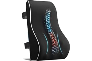 Lumbar Support Pillow for Office Chair Memory Foam Back Cushion for Back Pain Relief Improve Posture Large Back Pillow for Car, Computer Chair, Recliner Breathable (Black)