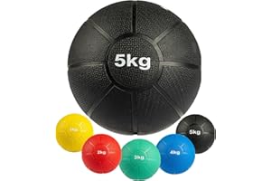 MATCHU - Médecine Ball - Medicine Ball - - Caoutchouc Solide - Disponible en 1, 2, 3, 4 et 5 KG - Disponible en Jaune, Rouge, Vert, Bleu, Noir