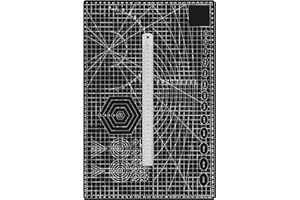 TEN-HIGH Tappetino da taglio autorigenerante, nero, spessore 2 mm, per bricolage, 60 cm x 45 cm, con righello in acciaio