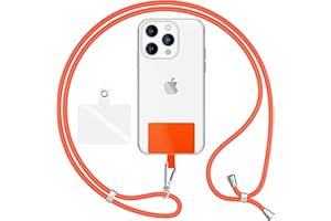 NALIA Lanière Universelle pour Telephone Portable, Cordon Tour De Cou pour Smartphone Etui, Porte Clef Chaine réglable avec Crochet Métallique e Carte, Sangle pour Épaule, Couleur:Orange